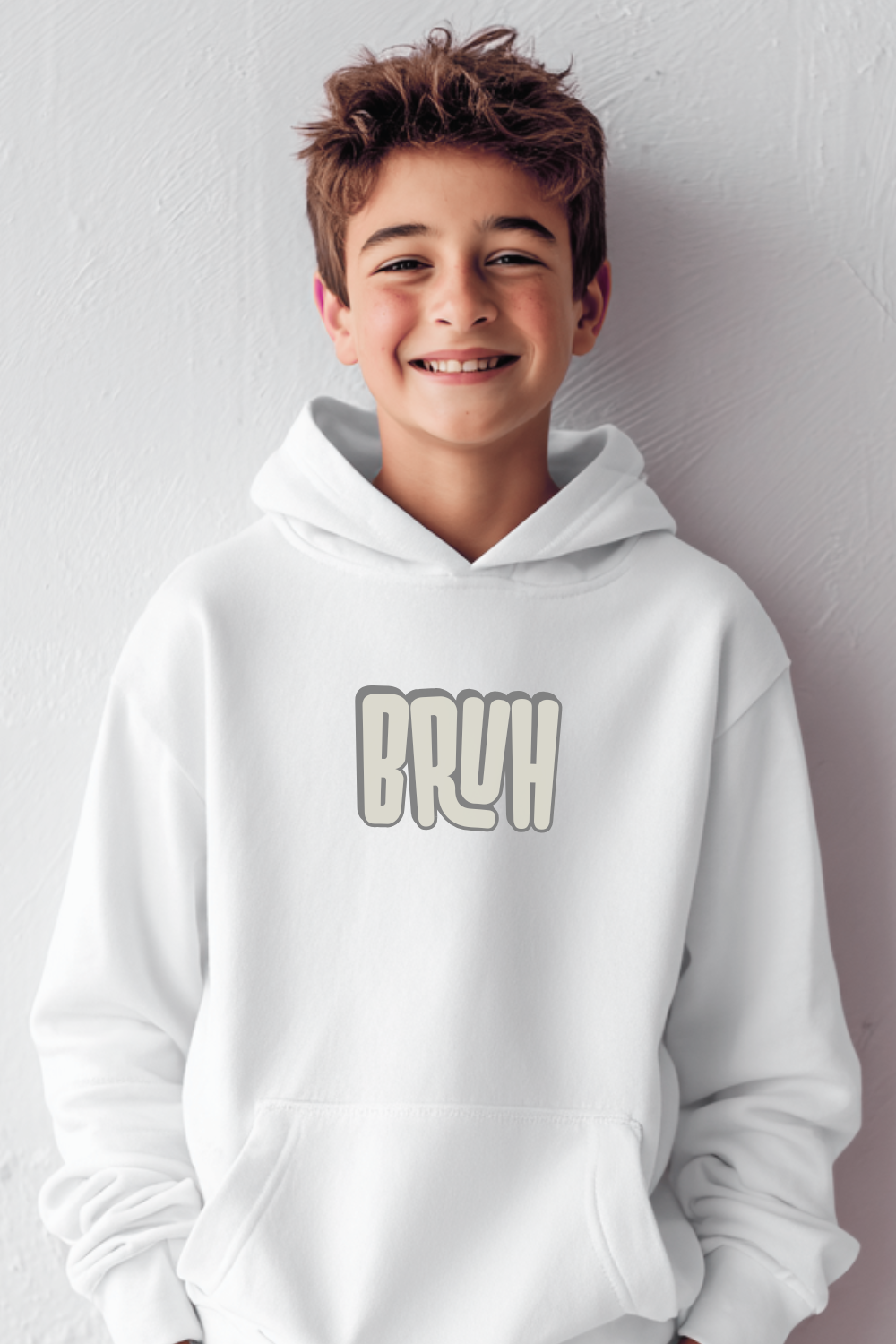 Stay cozy and on-trend with this white “BRUH” hoodie. Featuring bold block lettering and a soft fleece interior, this unisex sweatshirt is available in youth to adult 5XL. Perfect as a funny teen gift, birthday outfit, or matching family hoodie for holidays and photos. #BruhHoodie #FunnyHoodie #TeenStyle #FamilyMatchingOutfits #GiftIdeas
