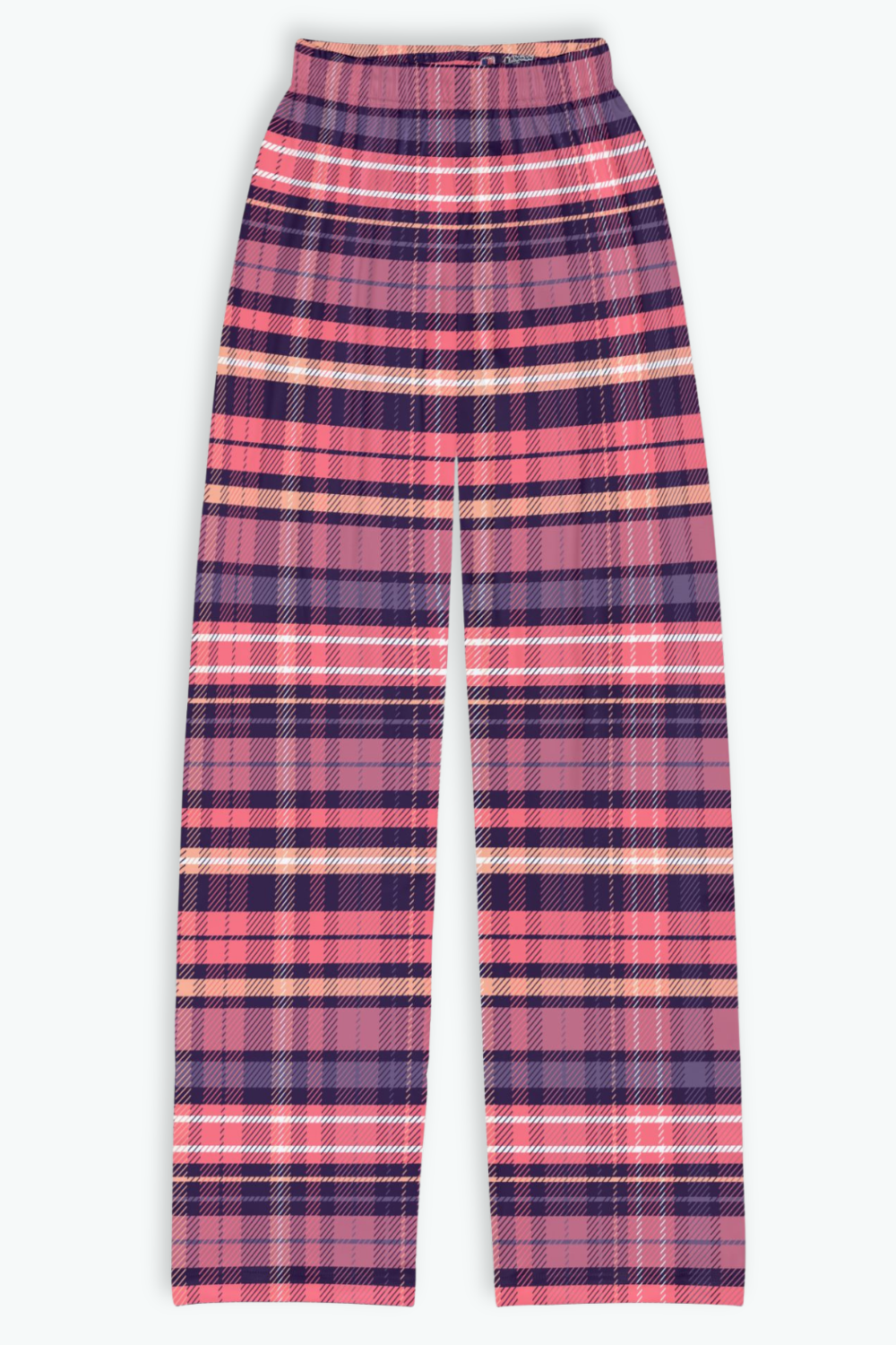 Pink and purple plaid youth lounge pants, also in women’s sizes—perfect gift for trendy tweens, teens, or matching family looks.