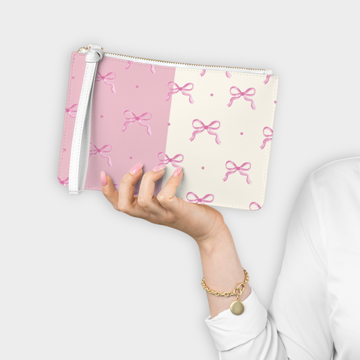 Pink Bows Vegan Clutch Bag