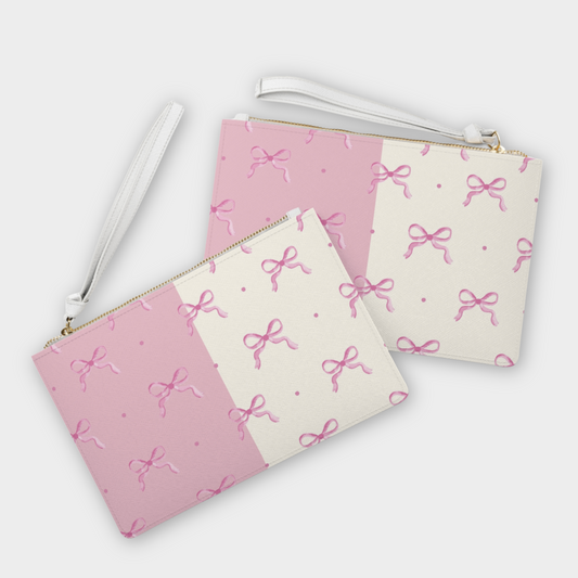 Pink Bows Vegan Clutch Bag