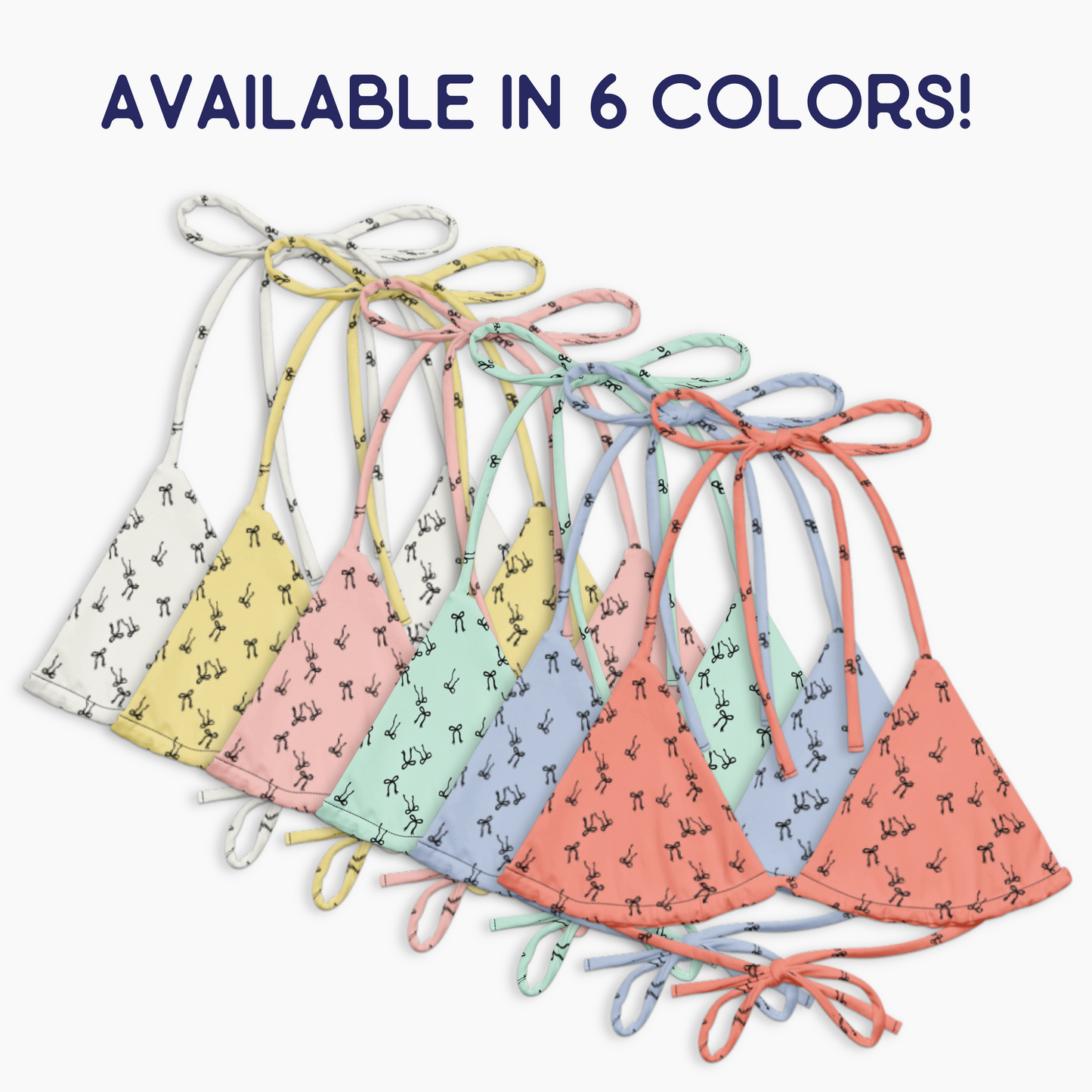 Bows on Bows Recycled String Bikini Top | Fits XXS-6XL